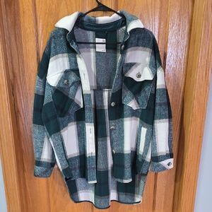 SO Green And White Plaid Shirt